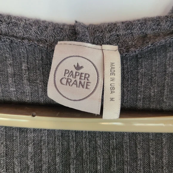 Paper Crane Charcoal Lightweight Waffle Openfront Hooded Cardigan Size Medium - Picture 6 of 10